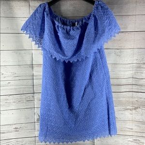 kensie Off-The-Shoulder Eyelet Dress Purple M